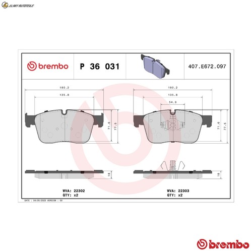 Brake pad set disc - brake, 36