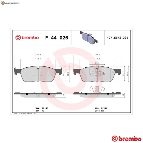 Brake pad set disc - disc, 44